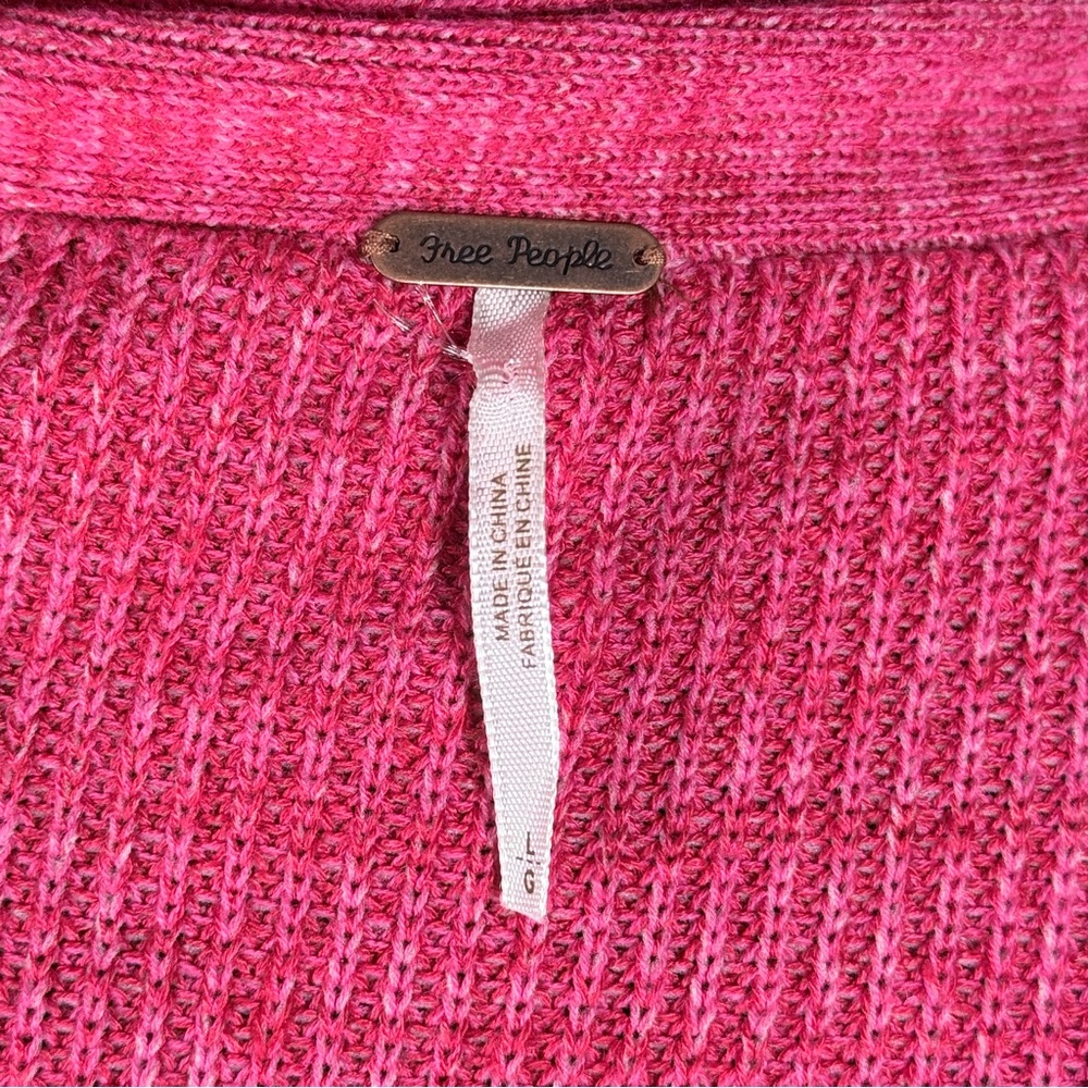 Free People Hot Pink Ribbed Knit Crew Sweater
